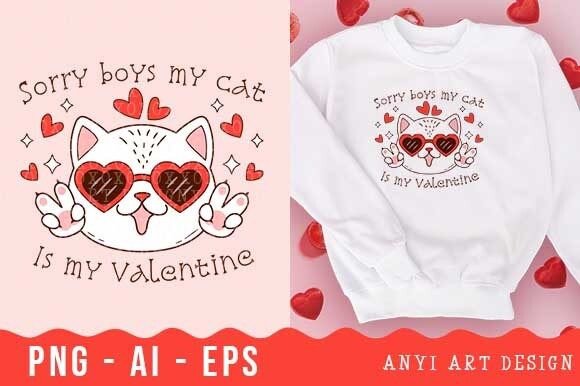 Download Funny Cat Valentines Day Sublimation PNG - Sublimation png Collection