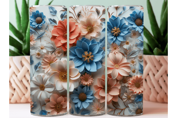 Download 3D Flower Tumbler Wraps Sublimation PNG - Sublimation png Collection