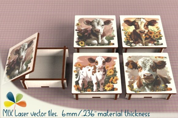Download Cow Box SVG + 4 PNG for Sublimation - Png for sublimation Collection